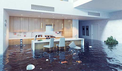 a flooded home that needs flood control systems.