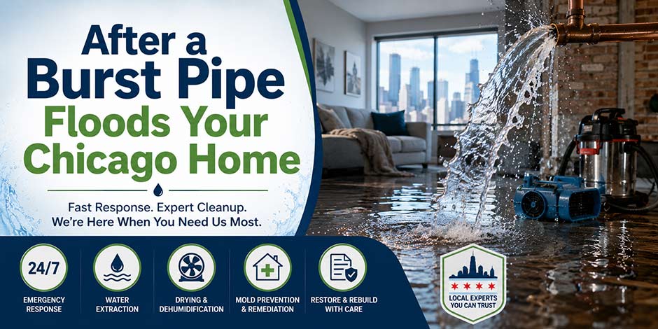 after a burst pipe floods your chicago home