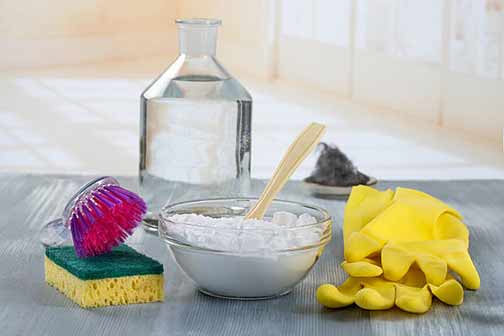 baking soda and vinegar to clean a floor drain.