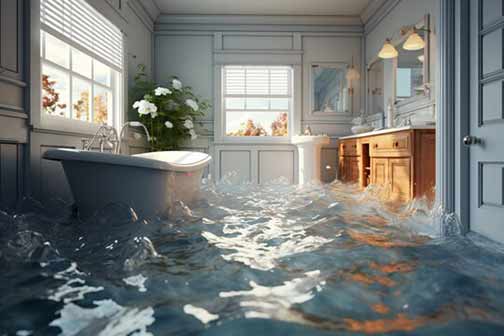 a home with bathroom flooding.