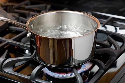 a pot of boiling water