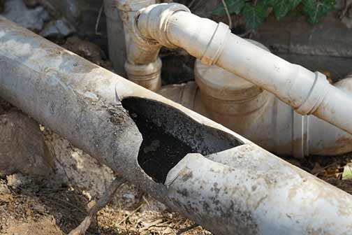 broken sewer pipes
