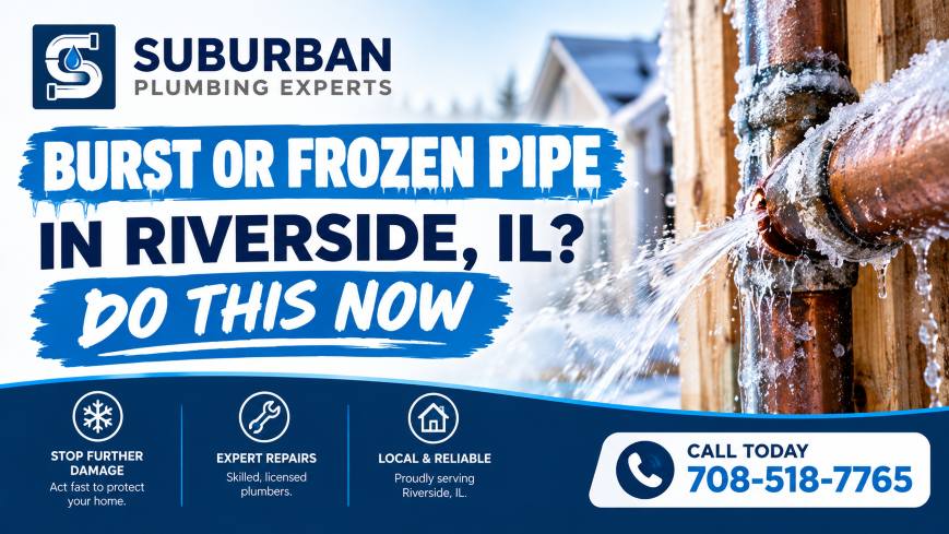 burst frozen pipe riverside illinois