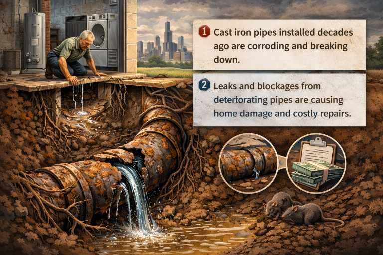 damaged cast iron pipes chicago