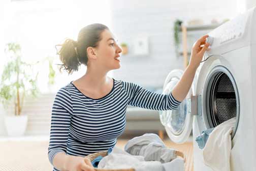 a woman doing laundry