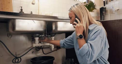 a woman in western springs with a plumbing emergency