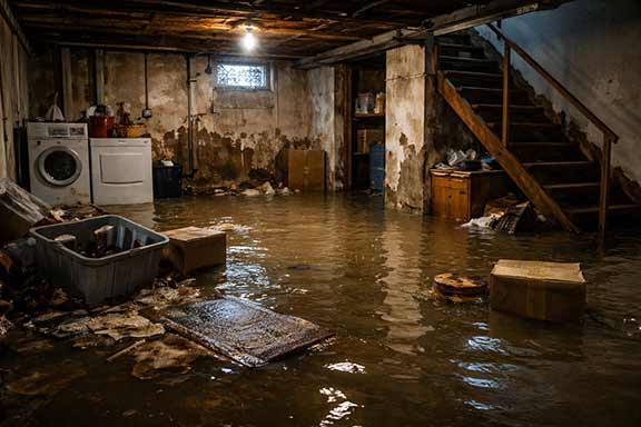 a flooded home basement in chicago