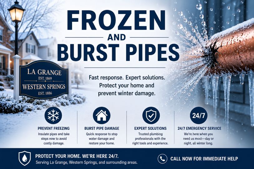 frozen burst pipes la grange western springs illinois