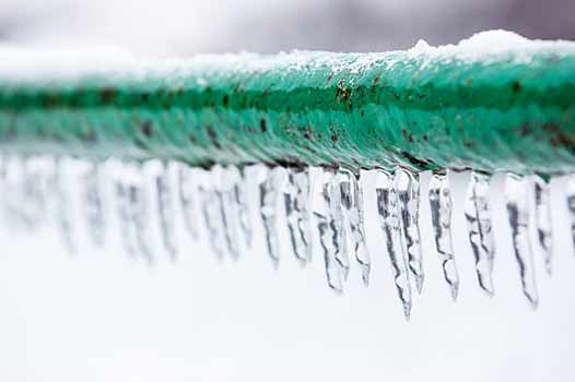 frozen pipes in the chicago winter.