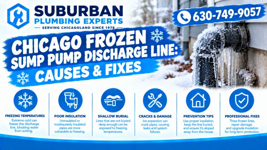 frozen sump pump discharge line chicago