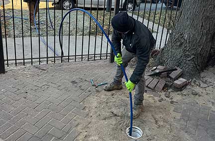 Hydro jetting service in Chicago Illinois using high-pressure water to clean sewer pipes