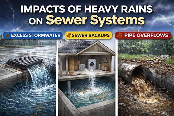 impacts of heavy rains on a sewer system