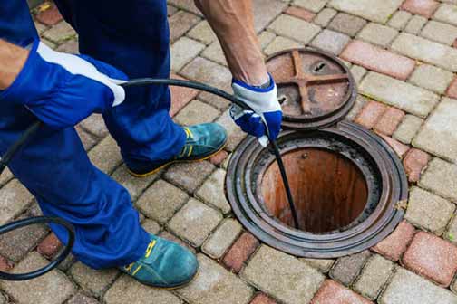 an industrial hydro jetting taking place