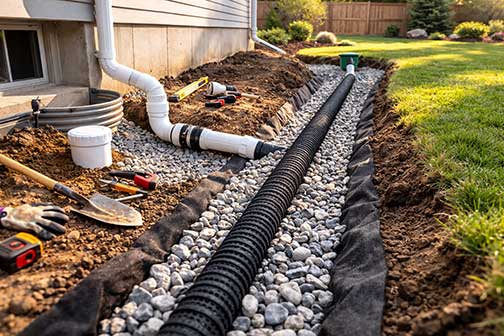 an installed french drain in naperville illinois