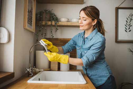 a woman mastering kitchen hygiene 