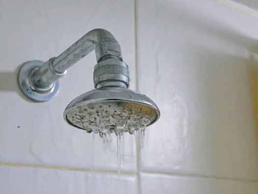 a shower with low water pressure.