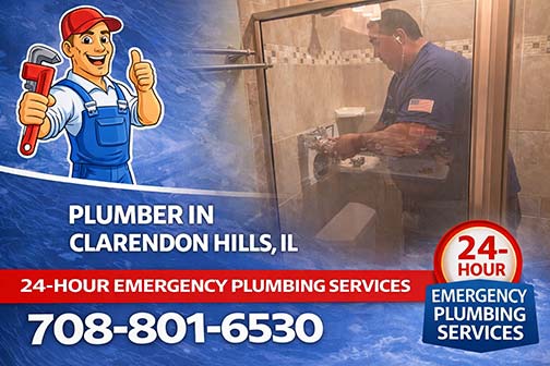 our plumber near me in clarendon hills illinois making a shower repair