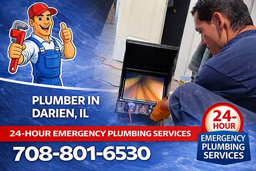 our plumber near me in darien illinois performing a sewer camera inspection