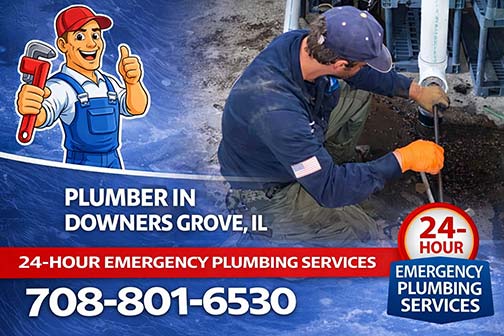 our plumber near me in downers grove illinois performing a drain cleaning known as sewer rodding