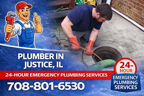 our plumber near me in justice illinois performing a sewer rodding