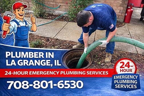 our plumber near me in la grange illinois pumping out a catch basin