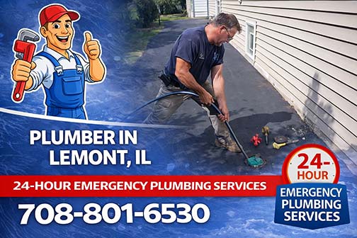 our plumber near me in lemont illinois performing a drain cleaning service