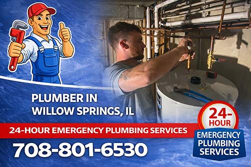 plumber near me in willow springs illinois making a water heater repair