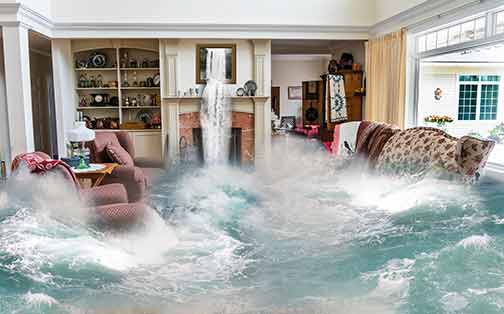 a flooded brookfield home.