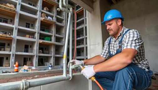 a commercial plumber making emergency repairs