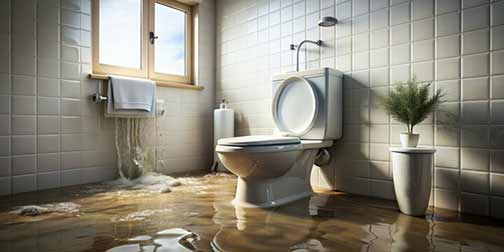 a home with sewer backup in bathroom