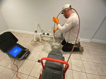 Sewer scope inspection in Oak Lawn Illinois diagnosing underground pipe condition