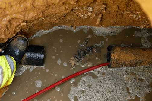 a sewer line clog in a main line.