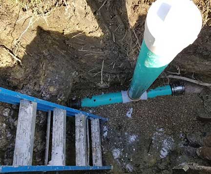 Sewer pipe repair in Orland Park Illinois showing sewer line replacement process
