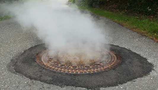 a sewer smoke test taking place in chicago.