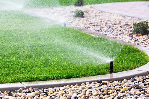 an outdoor sprinkler system