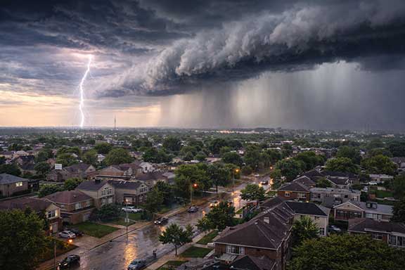 a summer storm in suburban chicago
