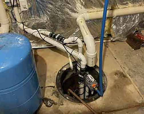 sump pump repairs freshly performed.