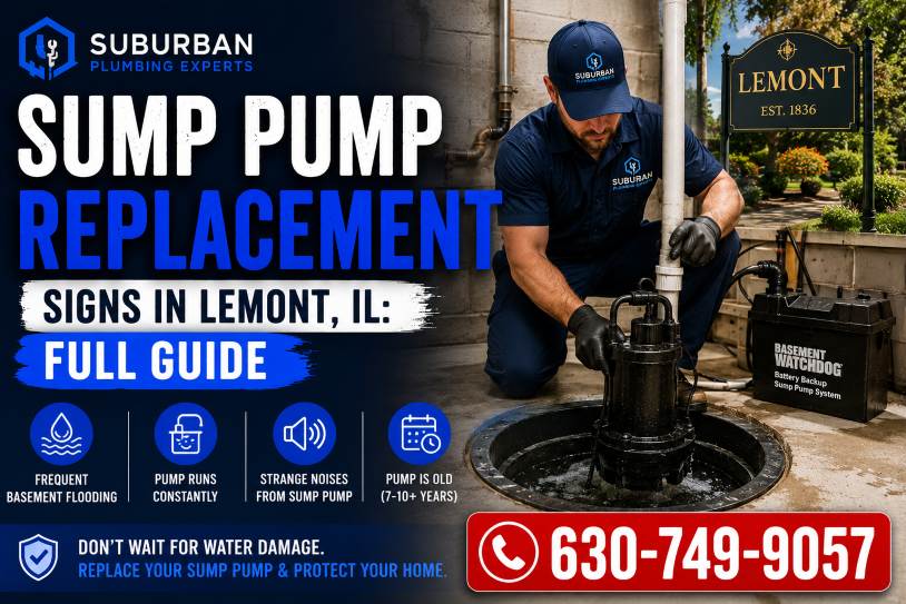 sump pujmp replacement lemont illinois