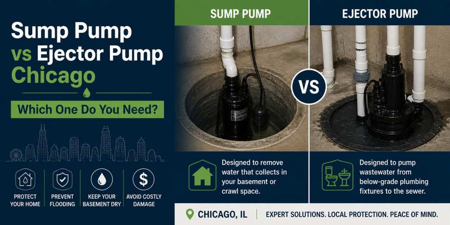 sump pump vs ejector pump chicago