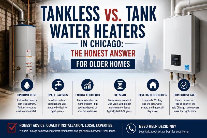 tankless vs tank water heaters chicago illinois