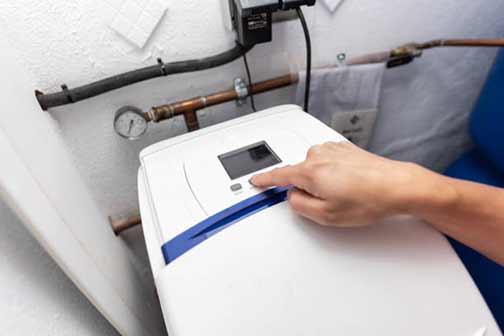 a person using their water softener