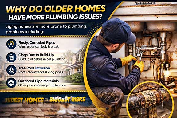 why do older homes in riverside have plumbing problems

