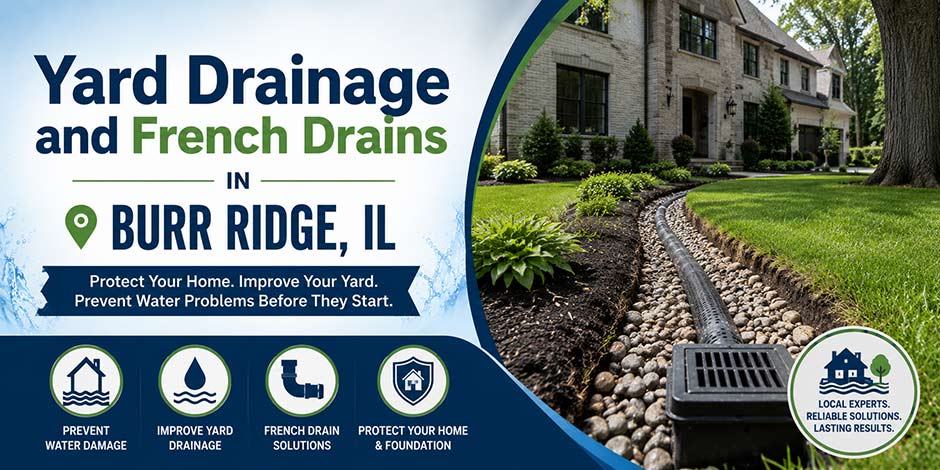 yard drainage french drains burr ridge illinois