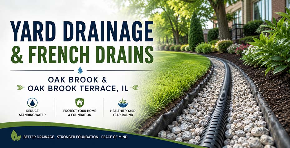 yard drainage french drains oak brook illinois